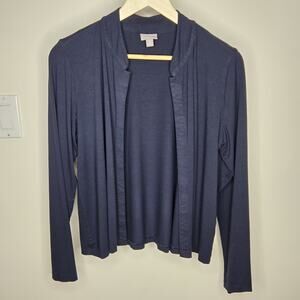 J. JILL Navy Blue Long Sleeve Open Front Top